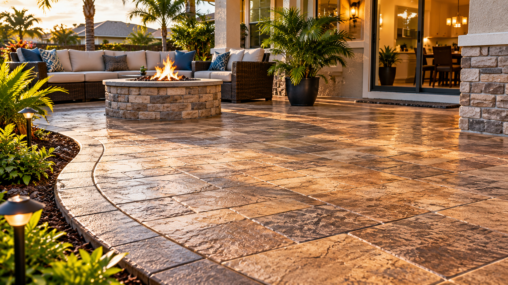 An image of a stamped concrete patio.
